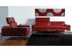 Sedežna garnitura Versilia, temno rdeče usnje in nerjavno jeklo 224 x 105 x 95 cm versilia red setting.jpg